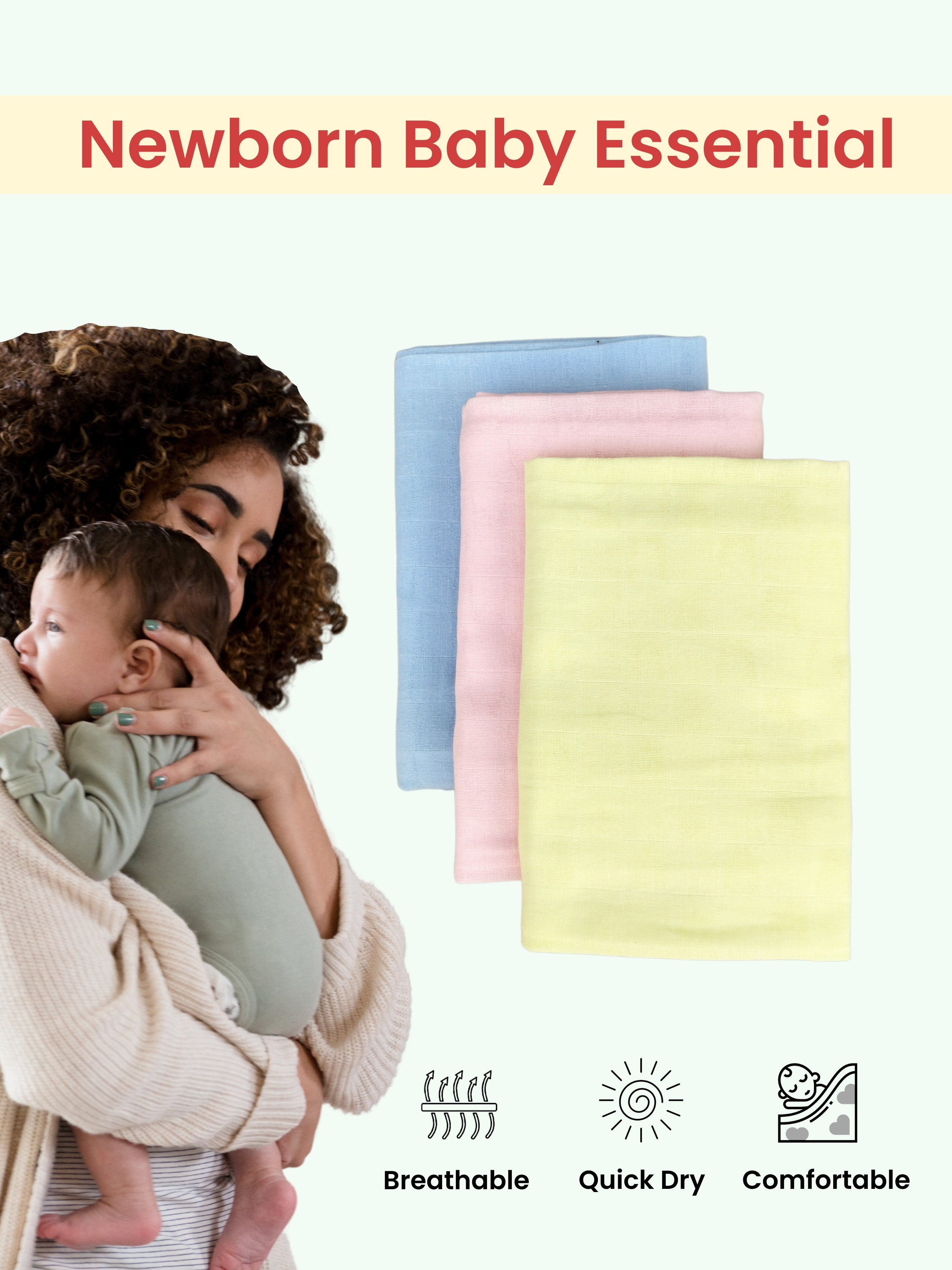 Baby Swaddle Blanket, Muslin Cotton