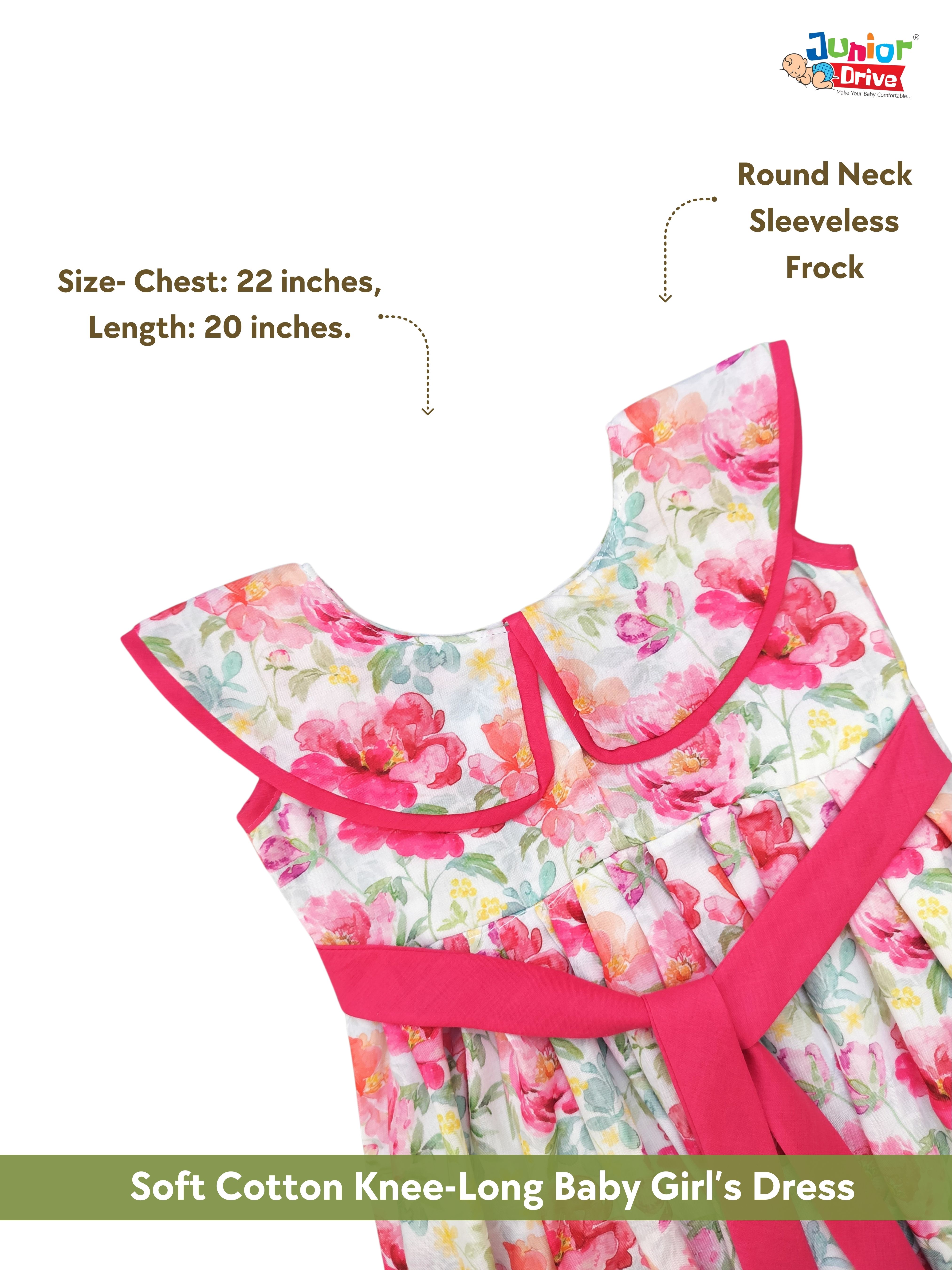 Cotton Knee-Long Baby Girl’s Dress/Frock.