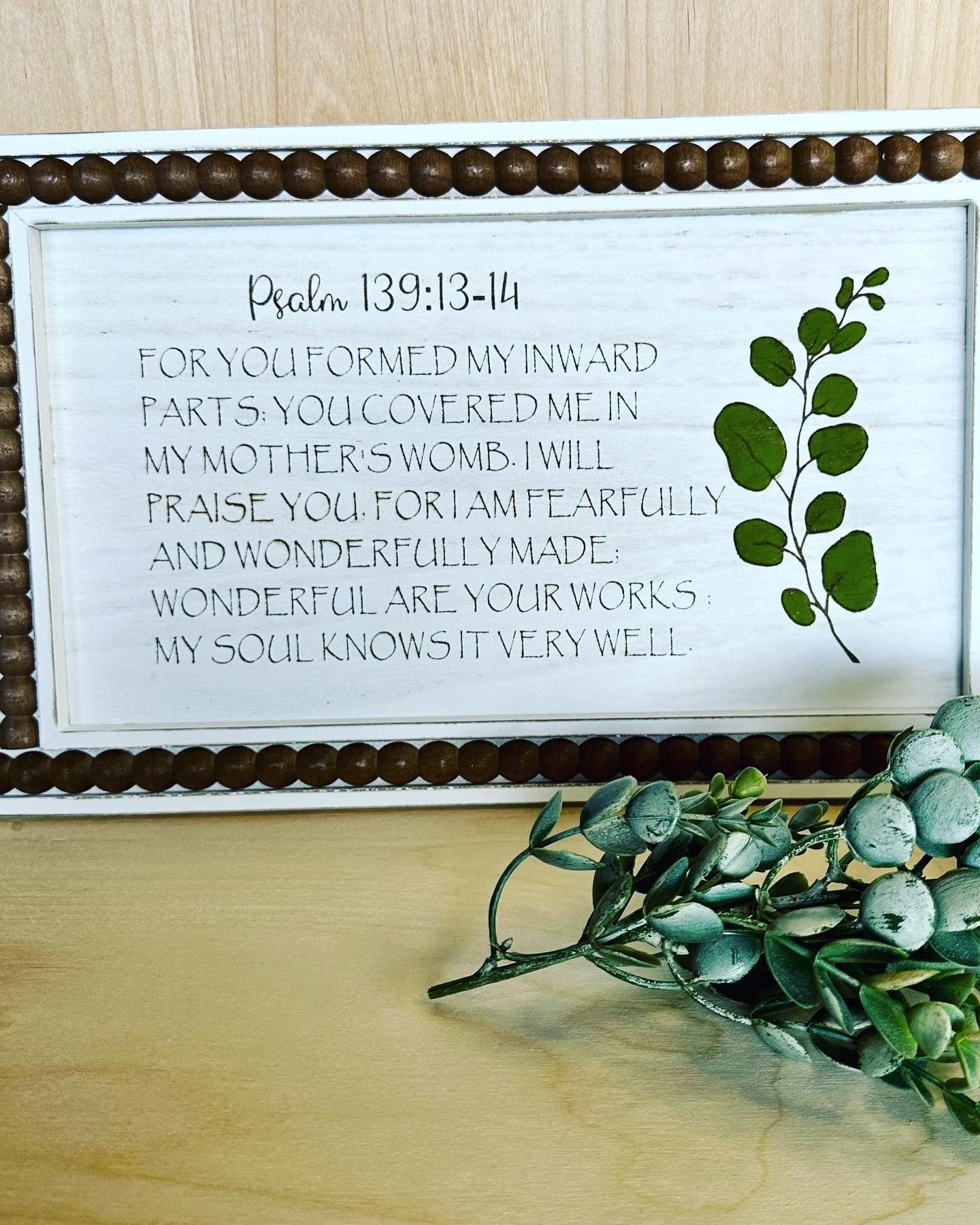 Psalm 139:13-14 Framed Sign