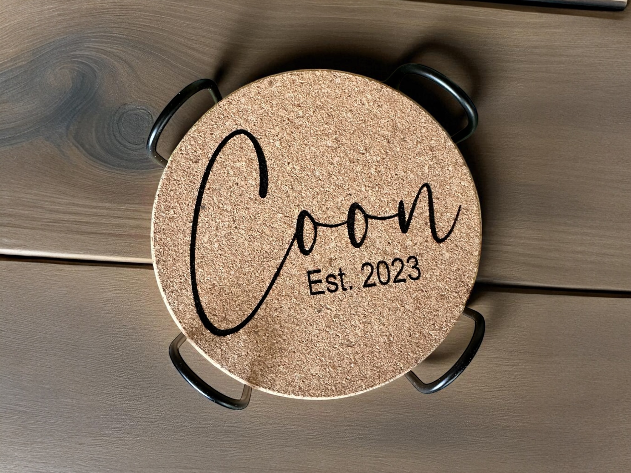Personalized Cork Coaster Set with Holder