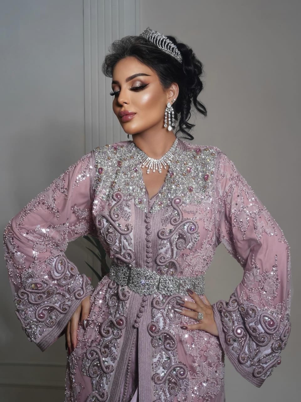 Caftan marocain rose