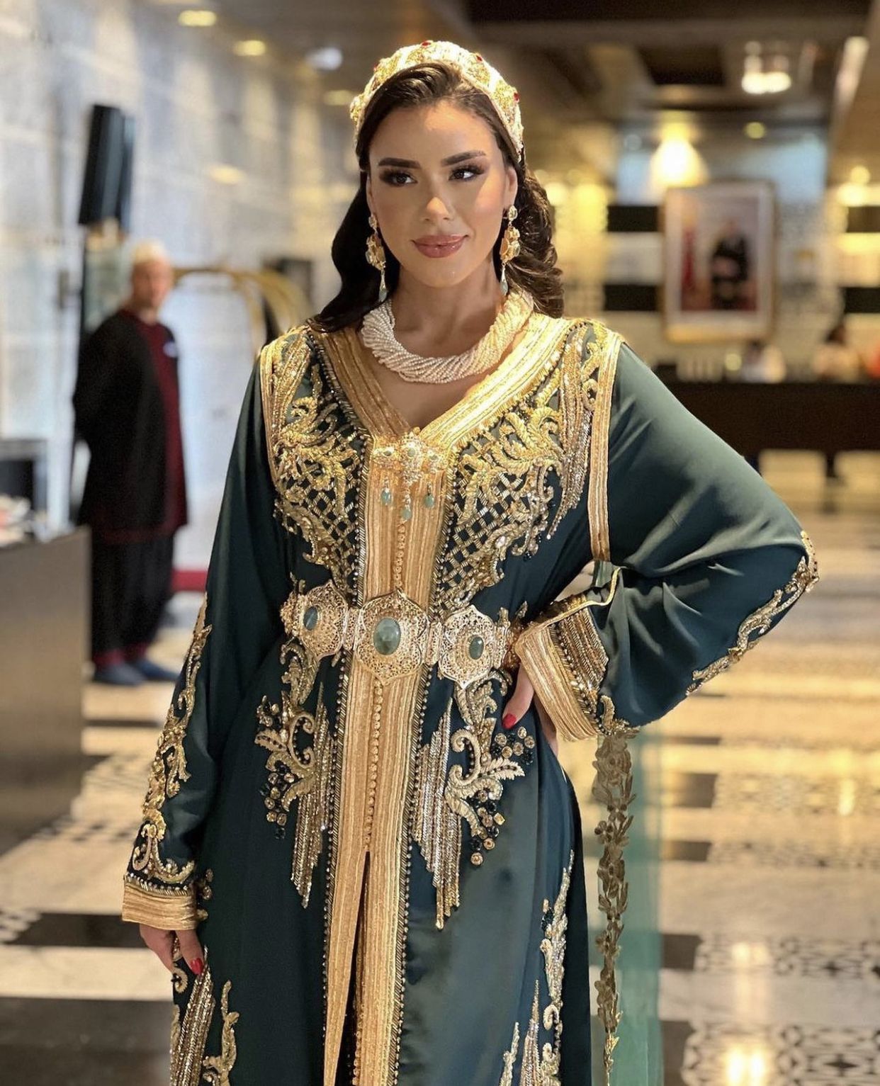 Caftan marocain vert émeraude