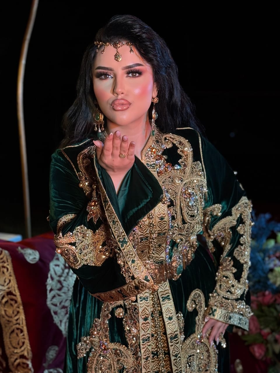 Caftan marocain vert et doré