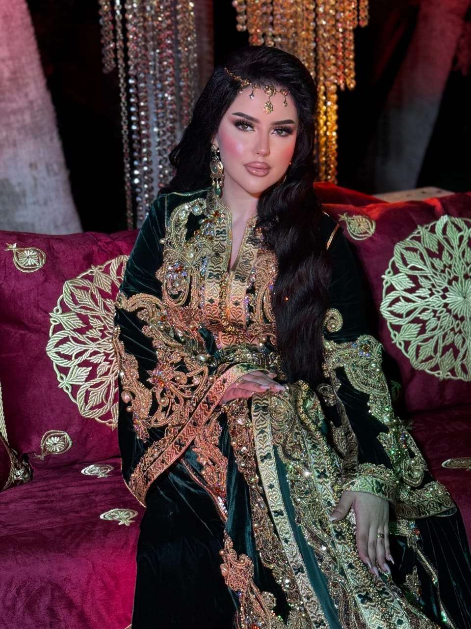 Caftan marocain vert et doré