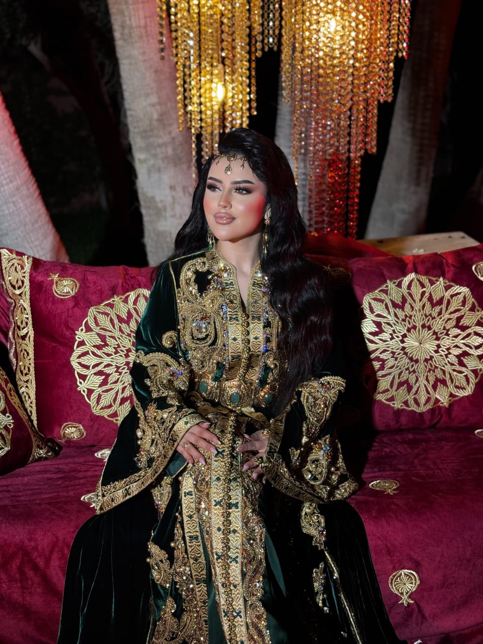 Caftan marocain vert et doré