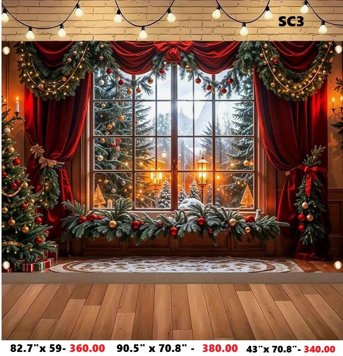 Christmas Winter Scene Curtain