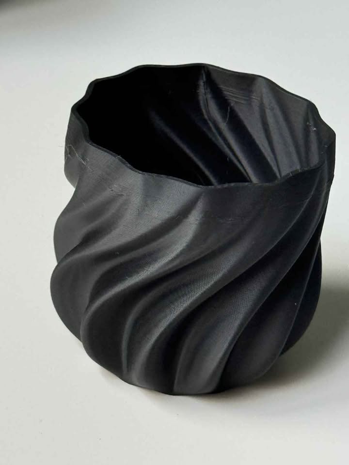 Modern Black Twisted Vase
