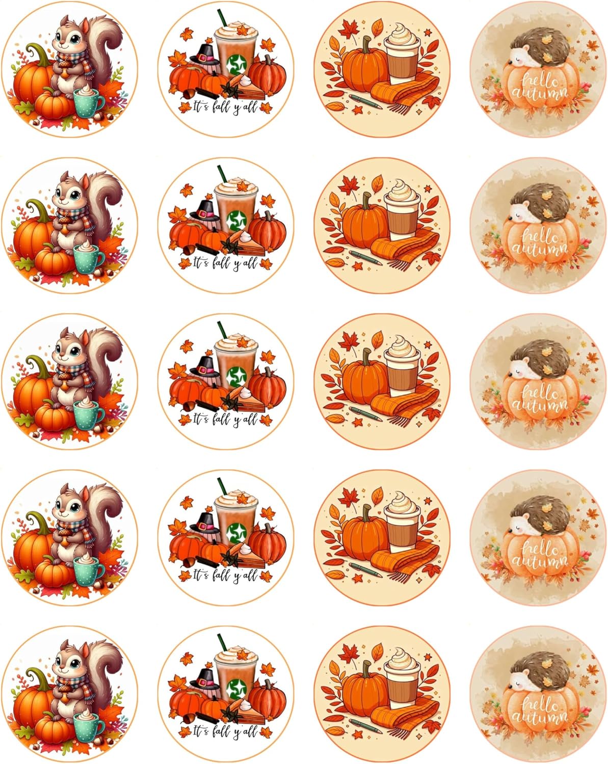 Fall Vibes Edible Cupcake Toppers (20x Autumn Designs)