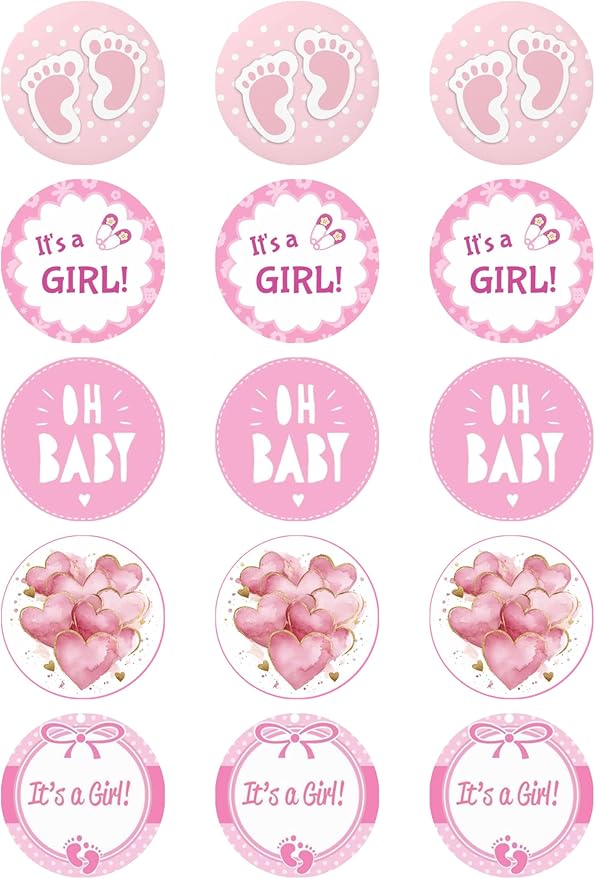 It’s a Girl Edible Cupcake Toppers (15x Pink Baby Shower Designs)