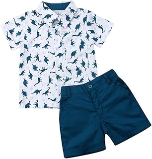 Boys' Dinosaur Print Shirt and Shorts Set