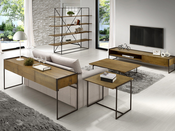 Conjunto de mesas de sala de estar industrial