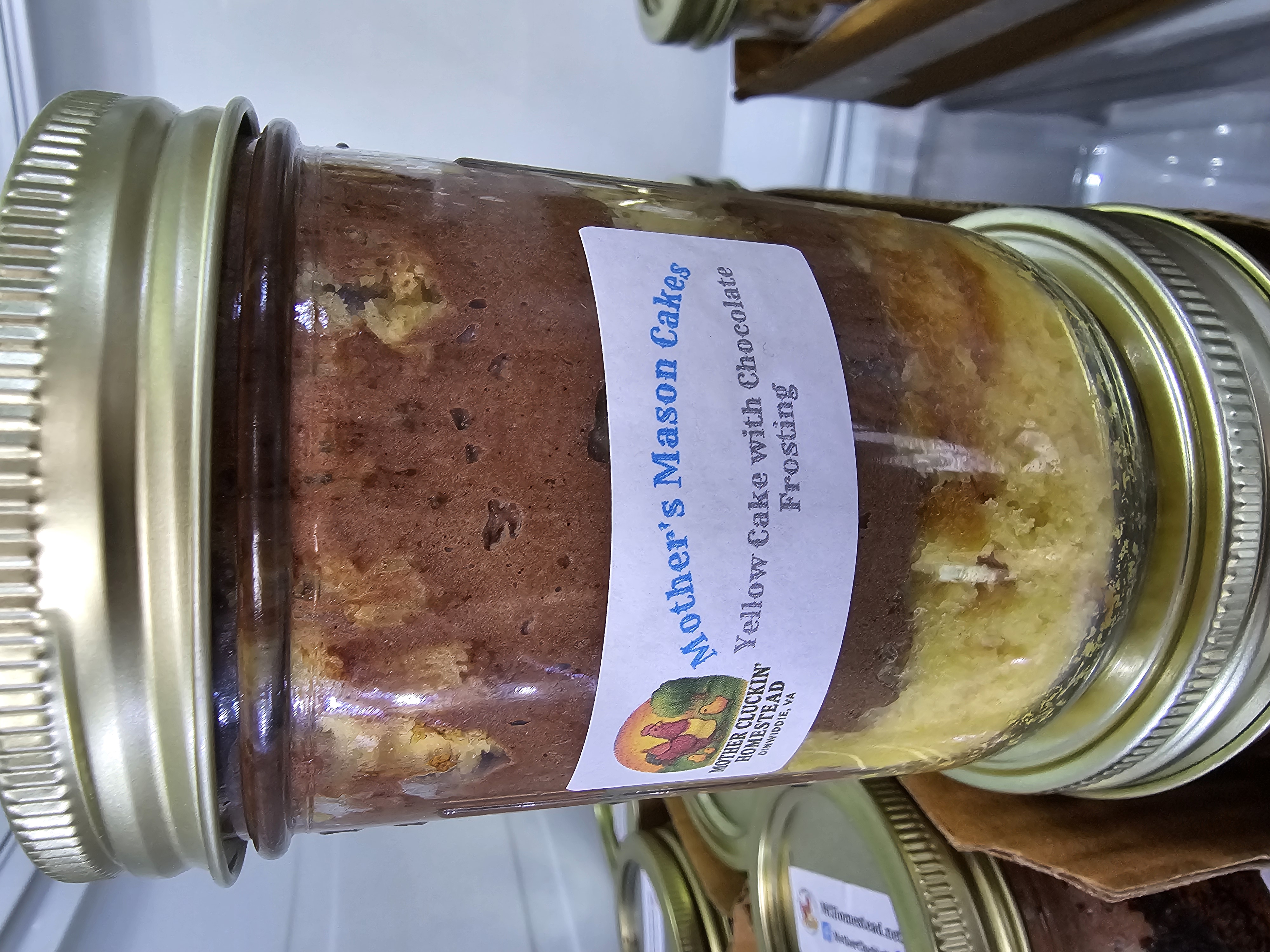 Yellow Cake and Chocolate Frosting Mason Cake 16 Oz