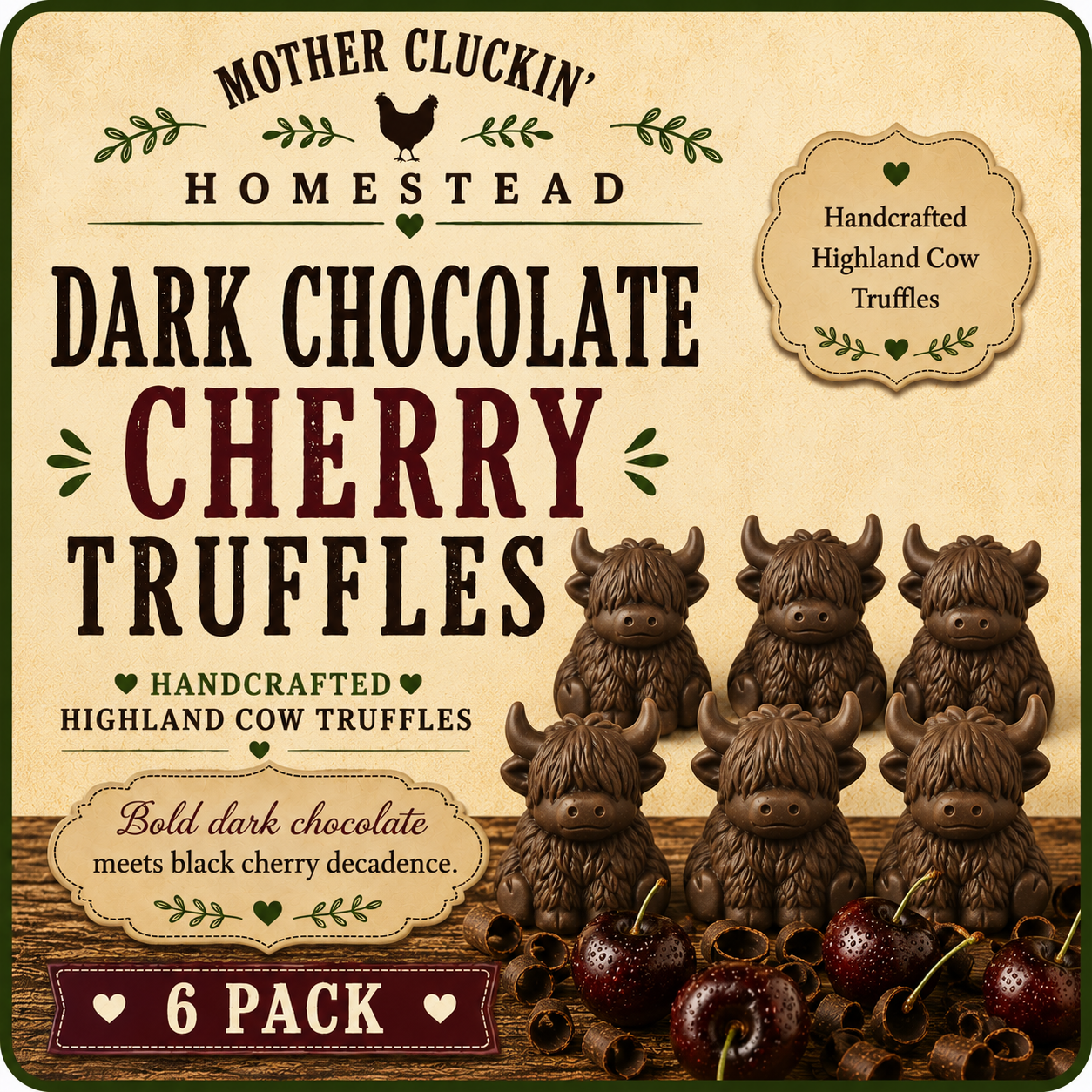 Six Pack Dark Chocolate Cherry Truffles