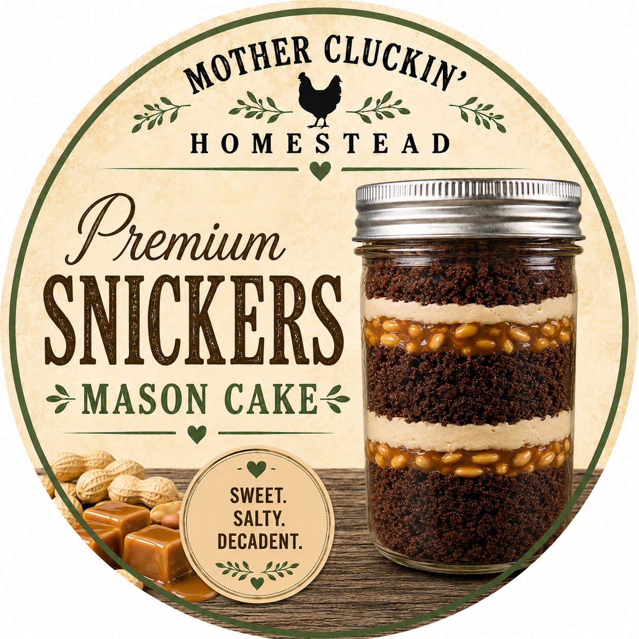 Premium Snickers Mason Cake