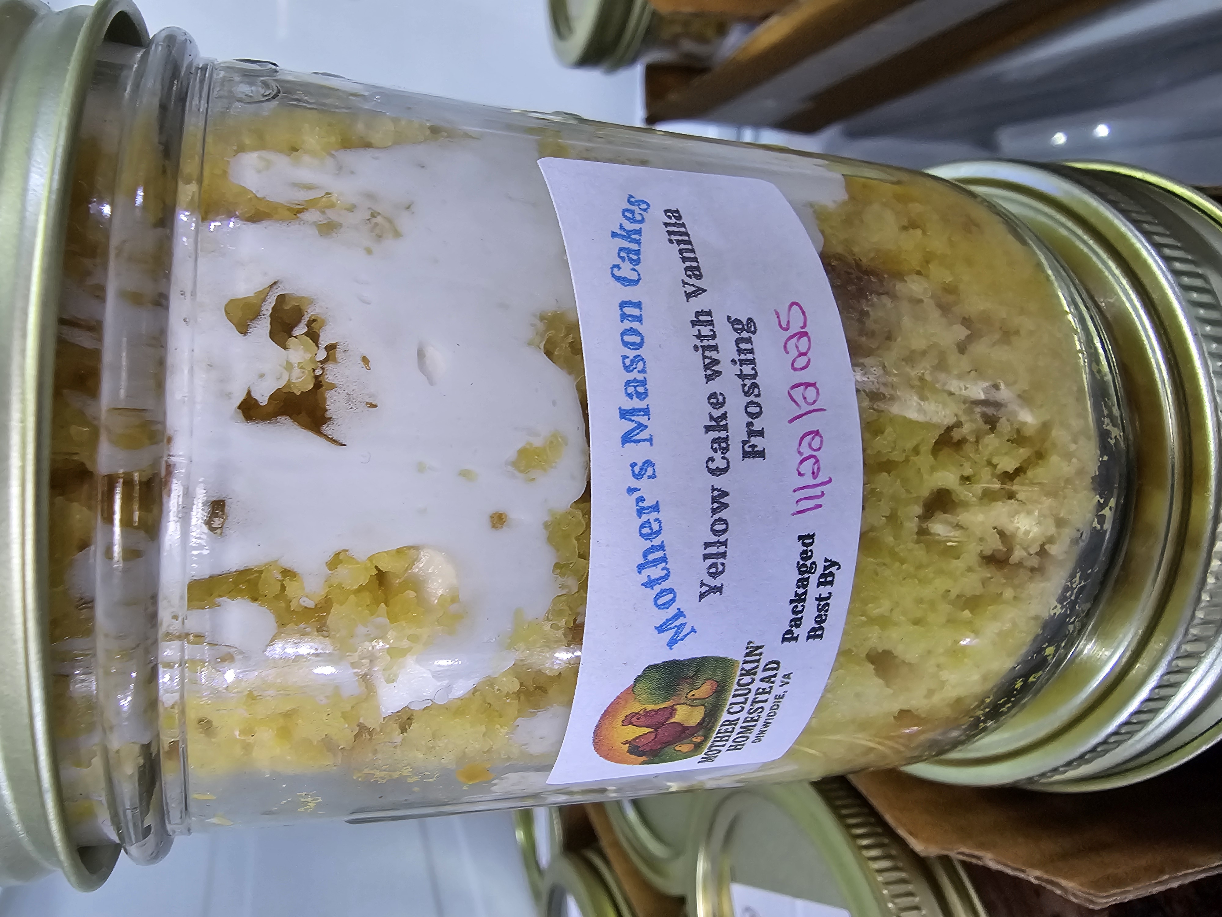 Yellow Cake and Vanilla Frosting Mason Cake 8 Oz