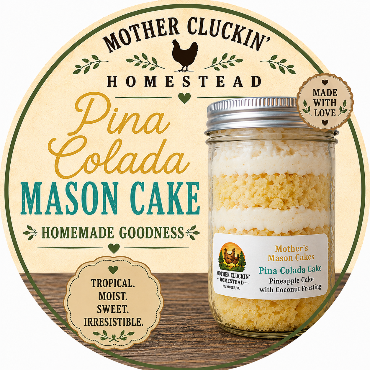 Pina Colada Mason Cake