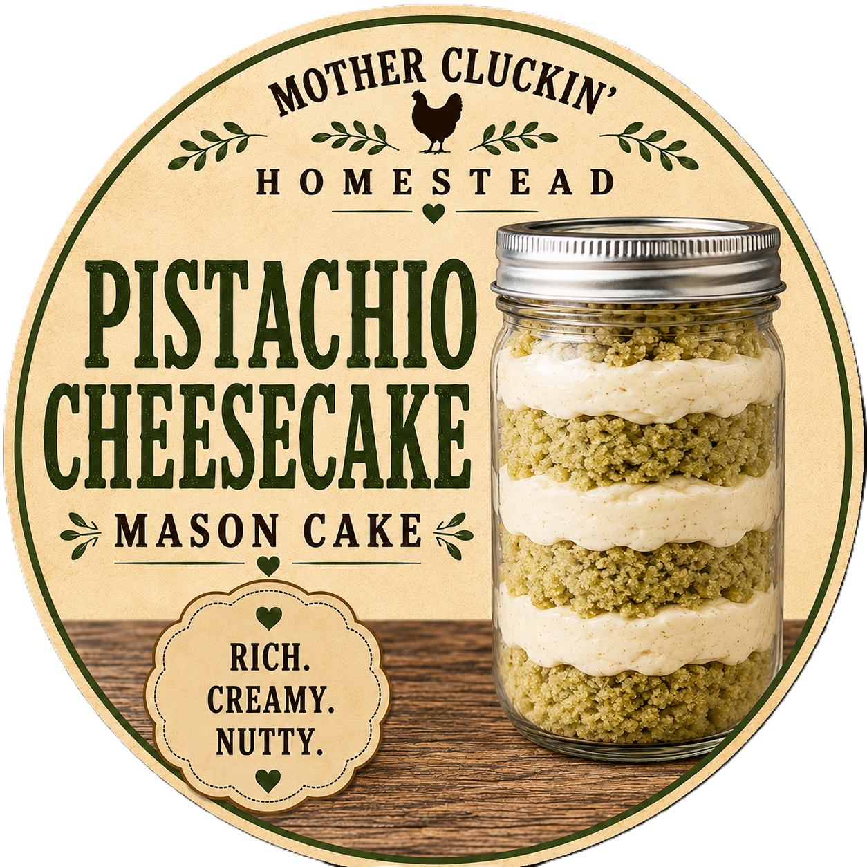 Pistachio Cheesecake Mason Cake