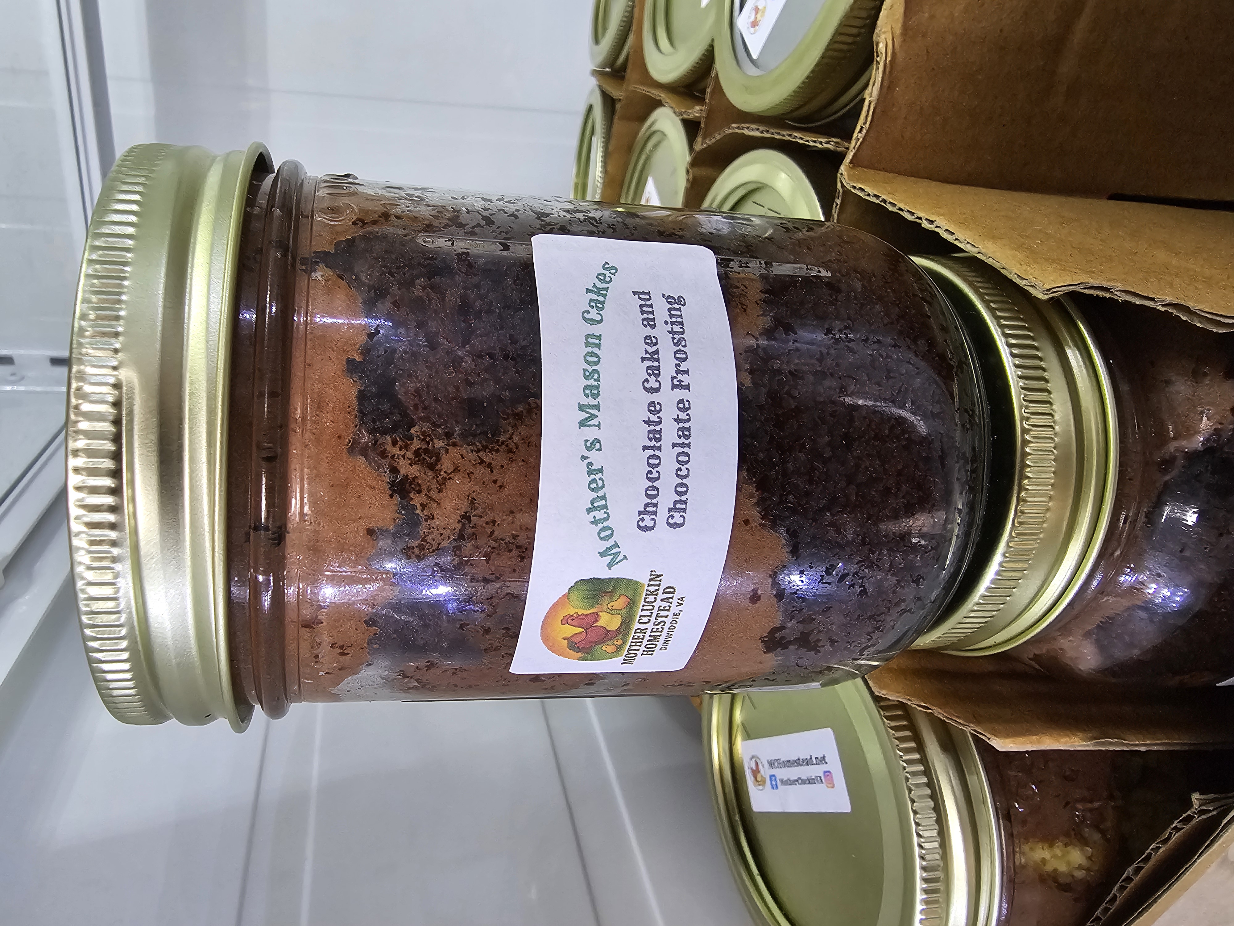 Chocolate Cake and Chocolate Frosting Mason Cake 16 Oz