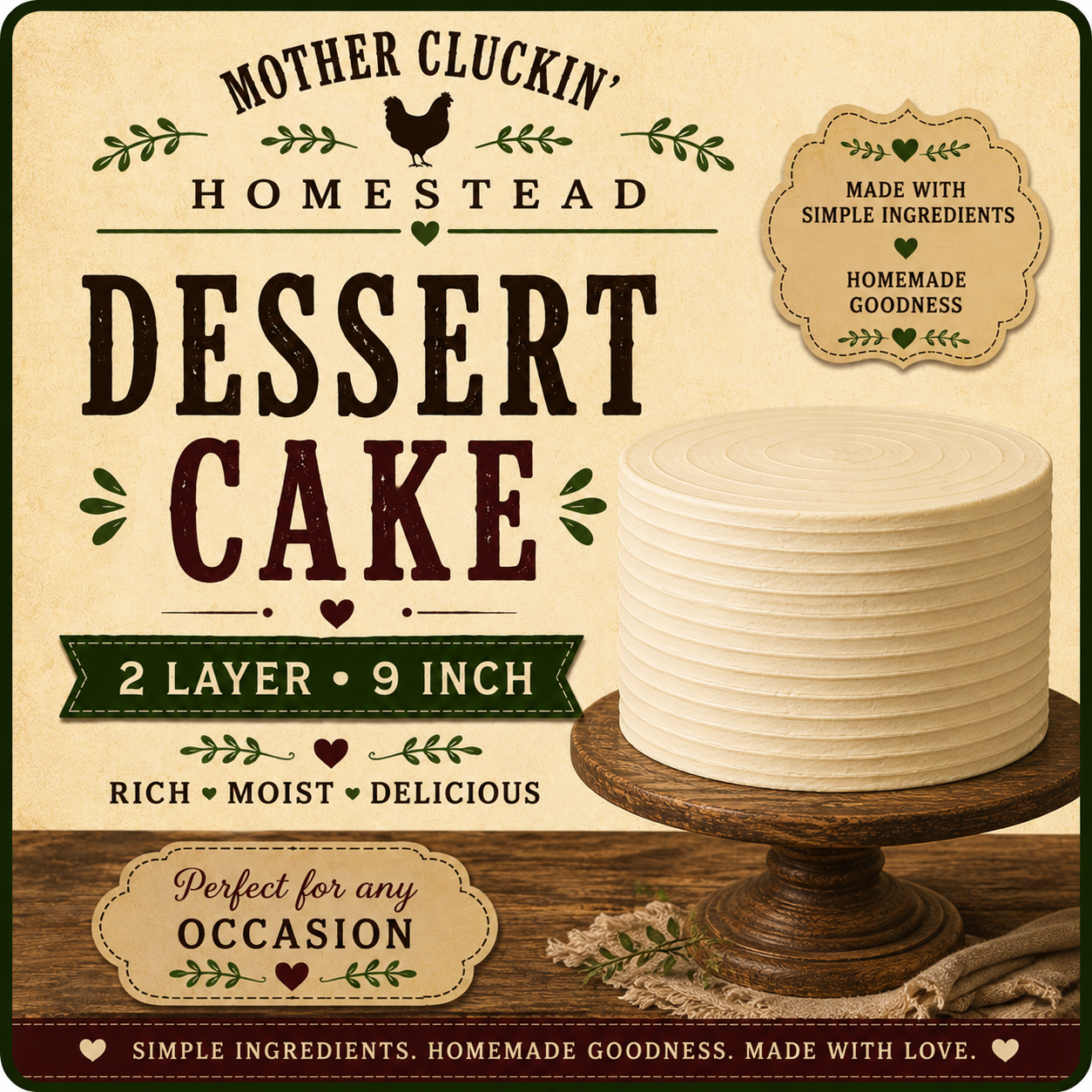 9 inch Dessert Cake