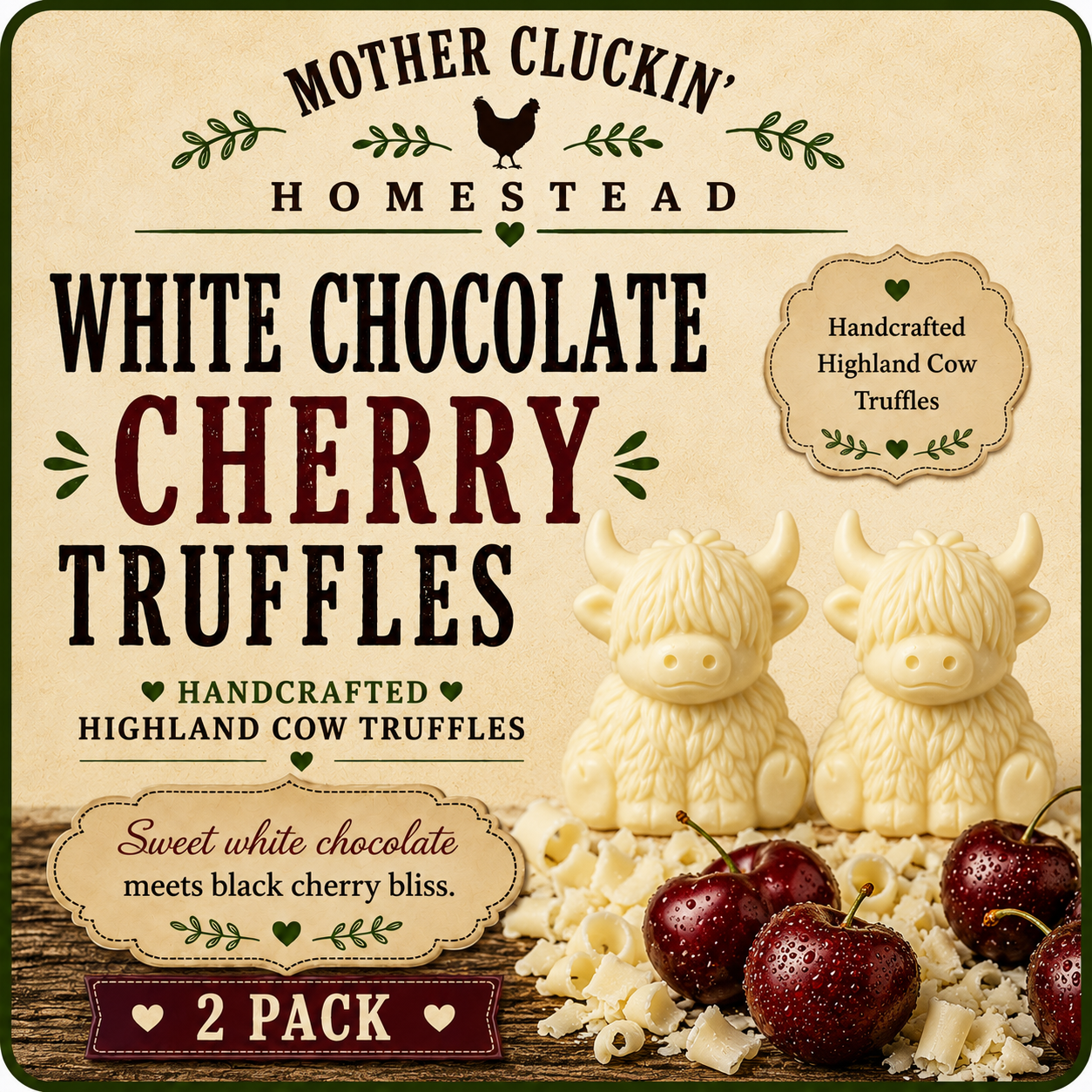 Two Pack White Chocolate Cherry Truffles