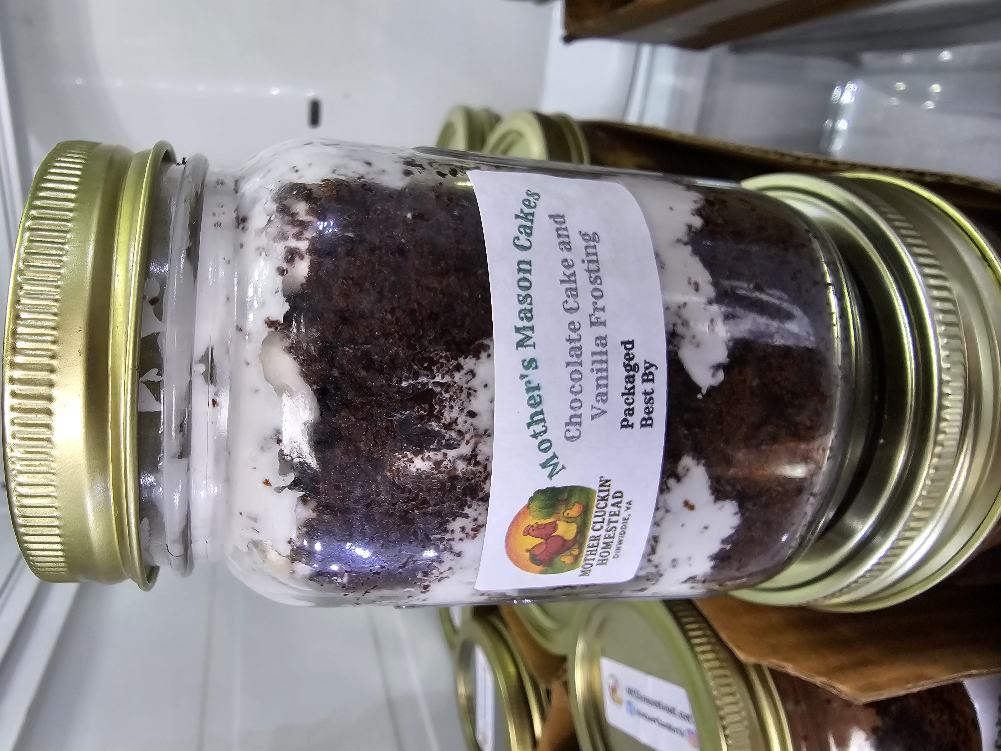 Chocolate Cake and Vanilla Frosting Mason Cake 8 Oz