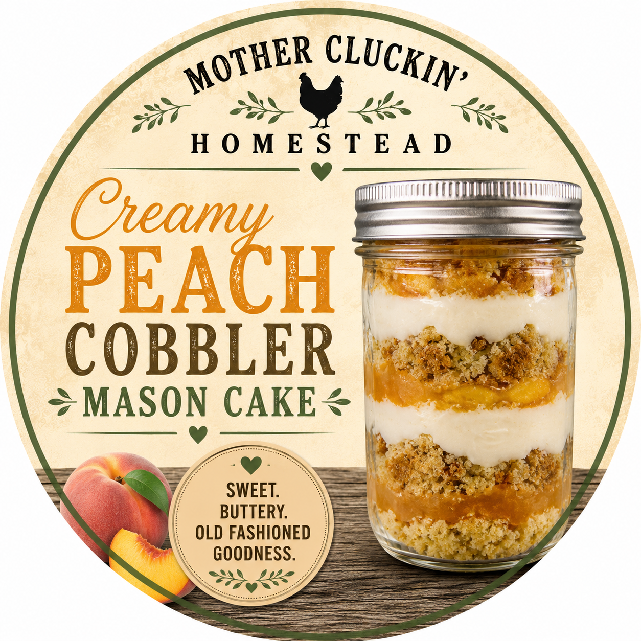 160z Creamy Peach Cobbler Mason Cake
