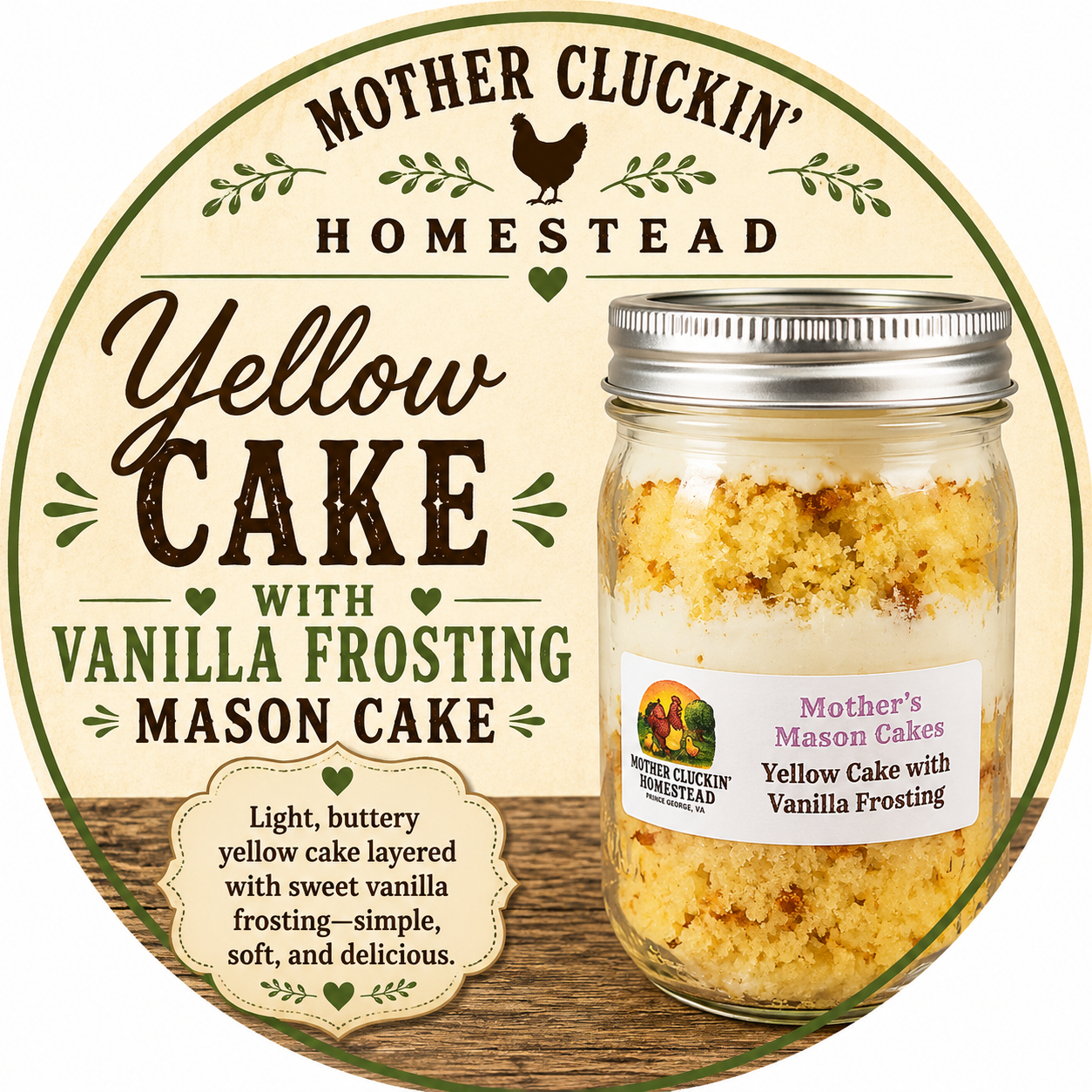 8oz Yellow Vanilla Mason Cake