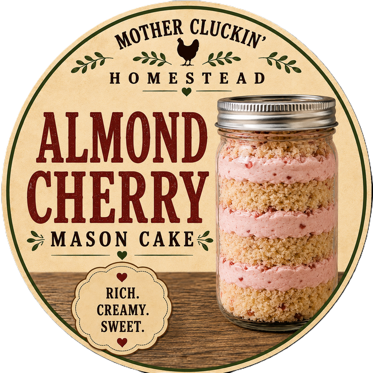 Almond Cherry Mason Cake