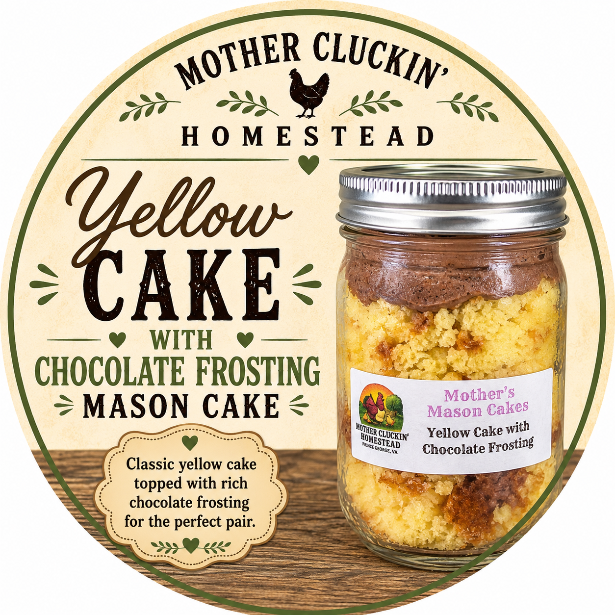 8oz Yellow Chocolate Mason Cake