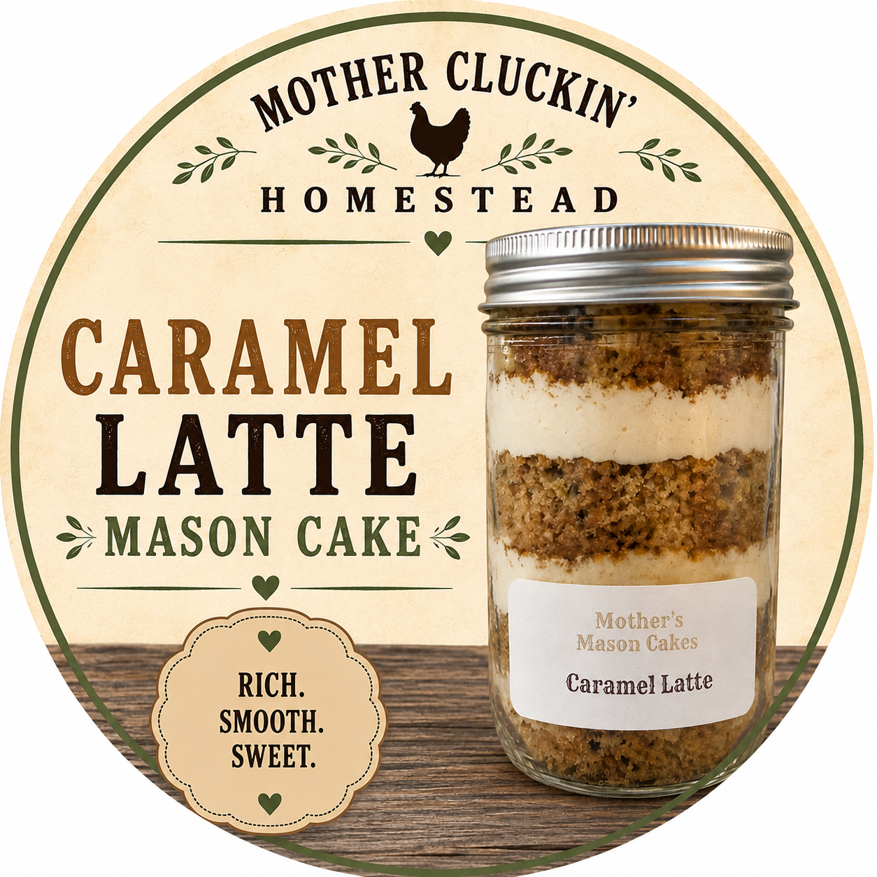 8oz Caramel Latte Mason Cake
