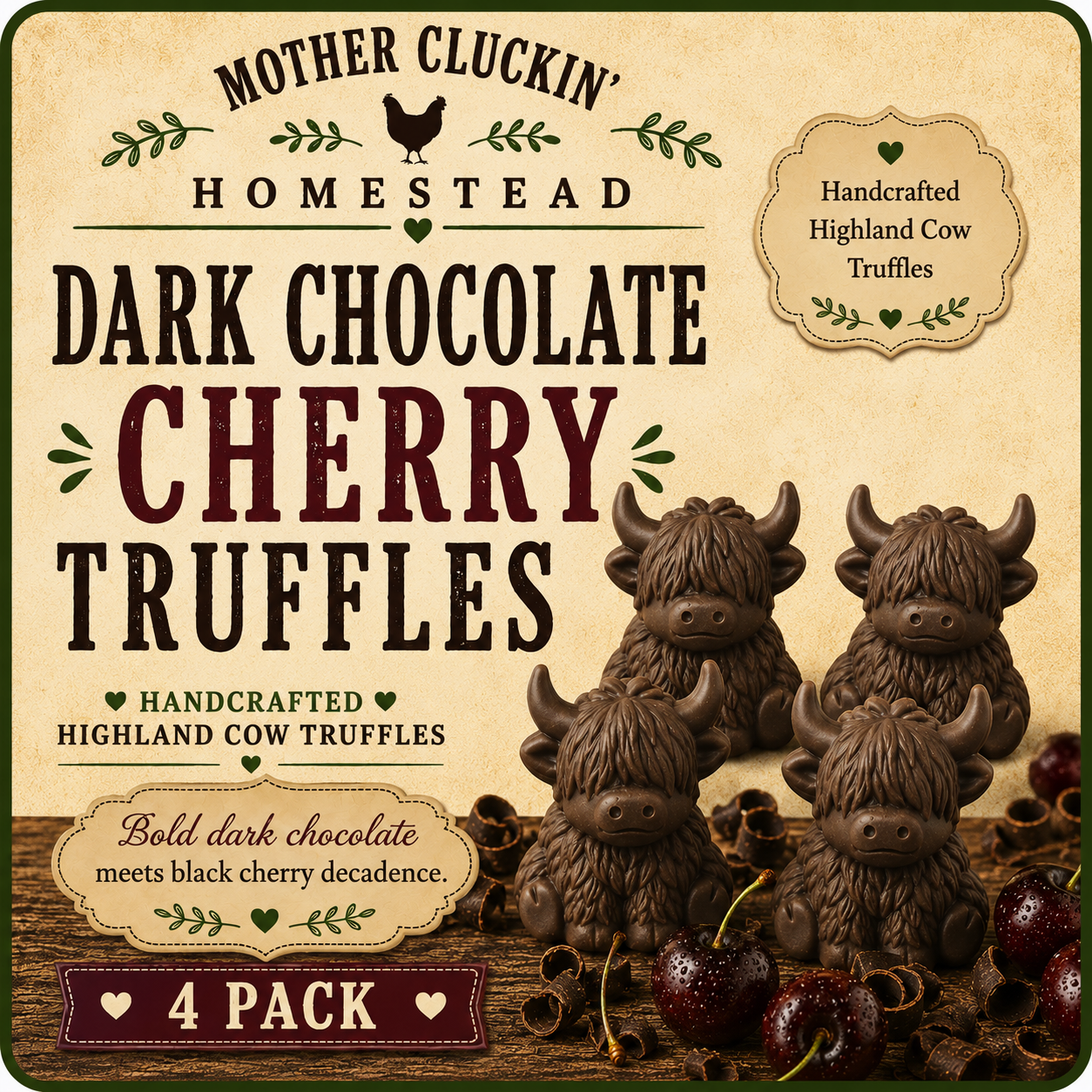 Four Pack Dark Chocolate Cherry Truffles