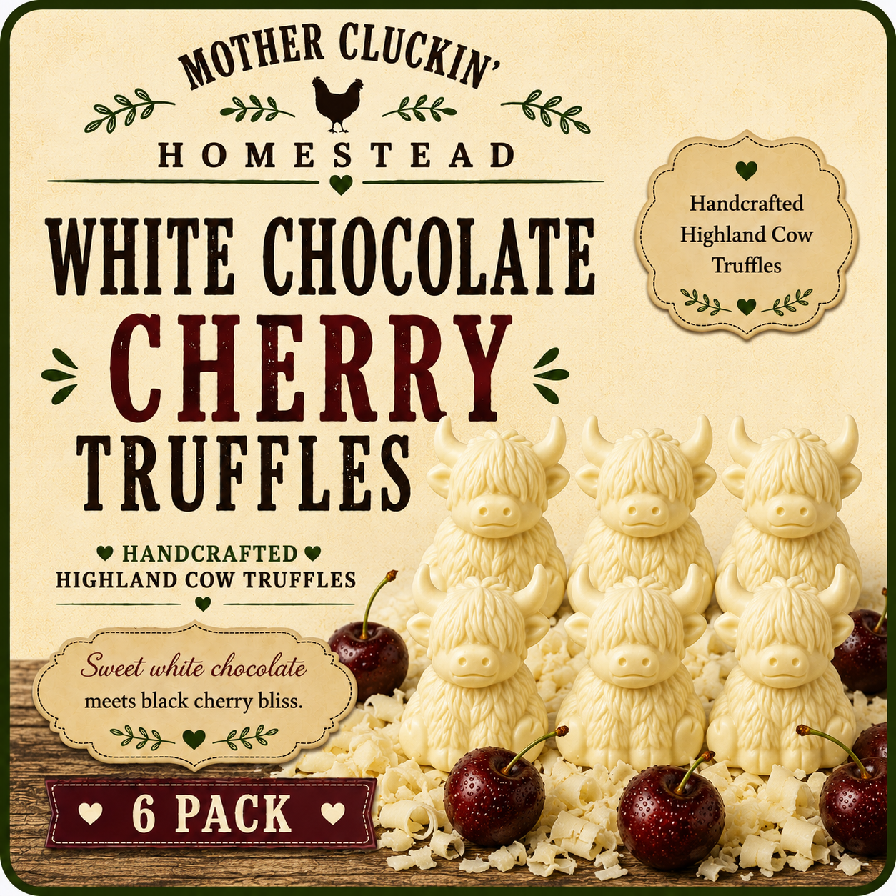 Six Pack White Chocolate Cherry Truffles