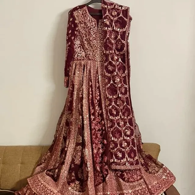 Embroidered Maroon Anarkali Dress