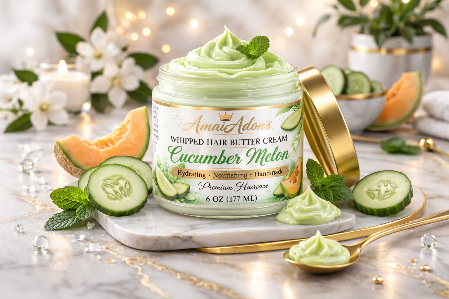 AmariAdonis Cucumber Melon Whipped Hair Butter Cream 6oz