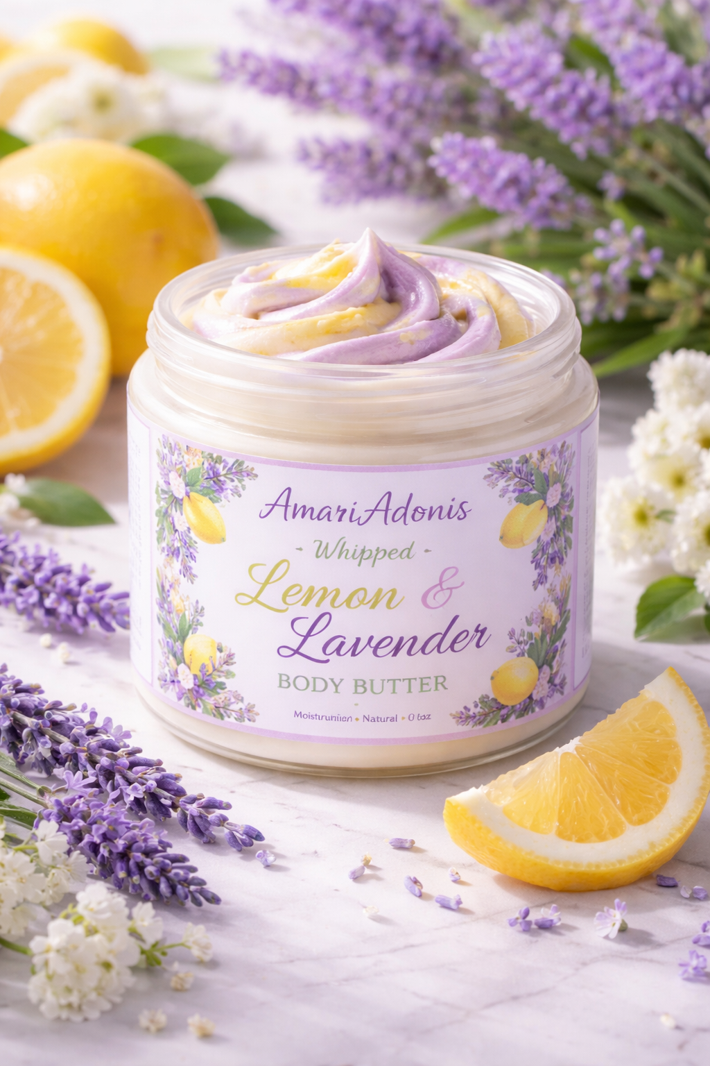 AmariAdonis Lemon & Lavender Whipped Body Butter 6 oz