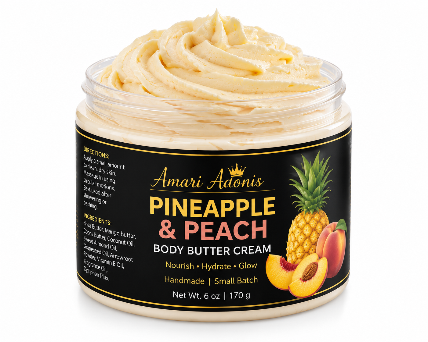 AmariAdonis Pineapple & Peach Body Butter Cream 6 oz