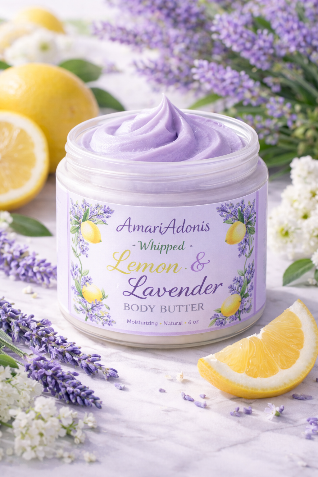 AmariAdonis Lemon & Lavender Whipped Body Butter 6 oz