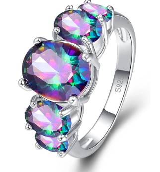 Rainbow Mystic Topaz Sterling Silver Ring