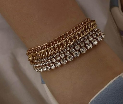 Gold and Crystal Layered Bracelet