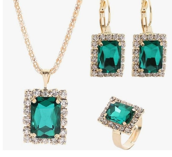 Emerald-Green Gemstone Jewelry Set