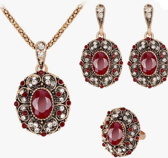 Vintage Ruby Jewelry Set