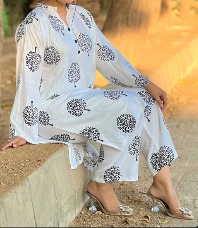 White Printed Long Dress