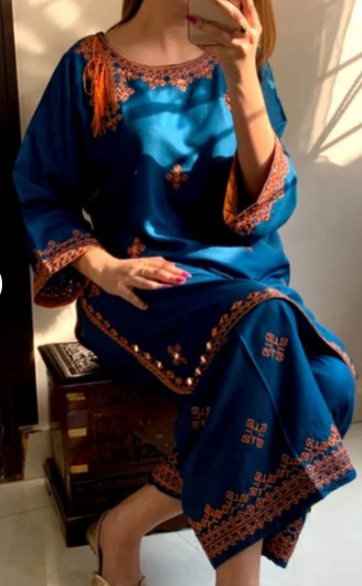 Traditional Blue Embroidered Dress