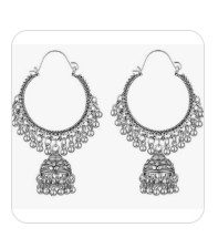 Traditional Silver Jhumka Earrings
