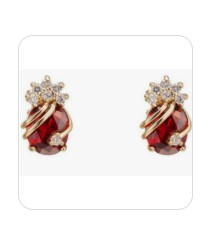 Elegant Red Gemstone Stud Earrings