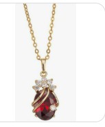 Gold Necklace with Red Gemstone Pendant