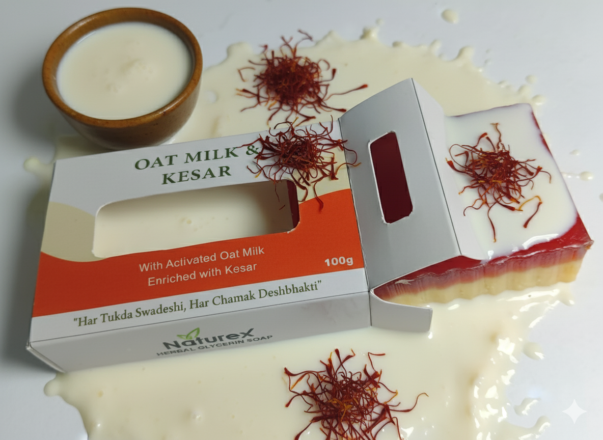 Naturex Soaps oat milk  & Saffron Magic Soaps For Bath (100 Gms) | Paraben Free |  oat milk & Kesar Bath Soap | Handmade Soaps For Glowing | Skin Brightening Soap For Men & Women