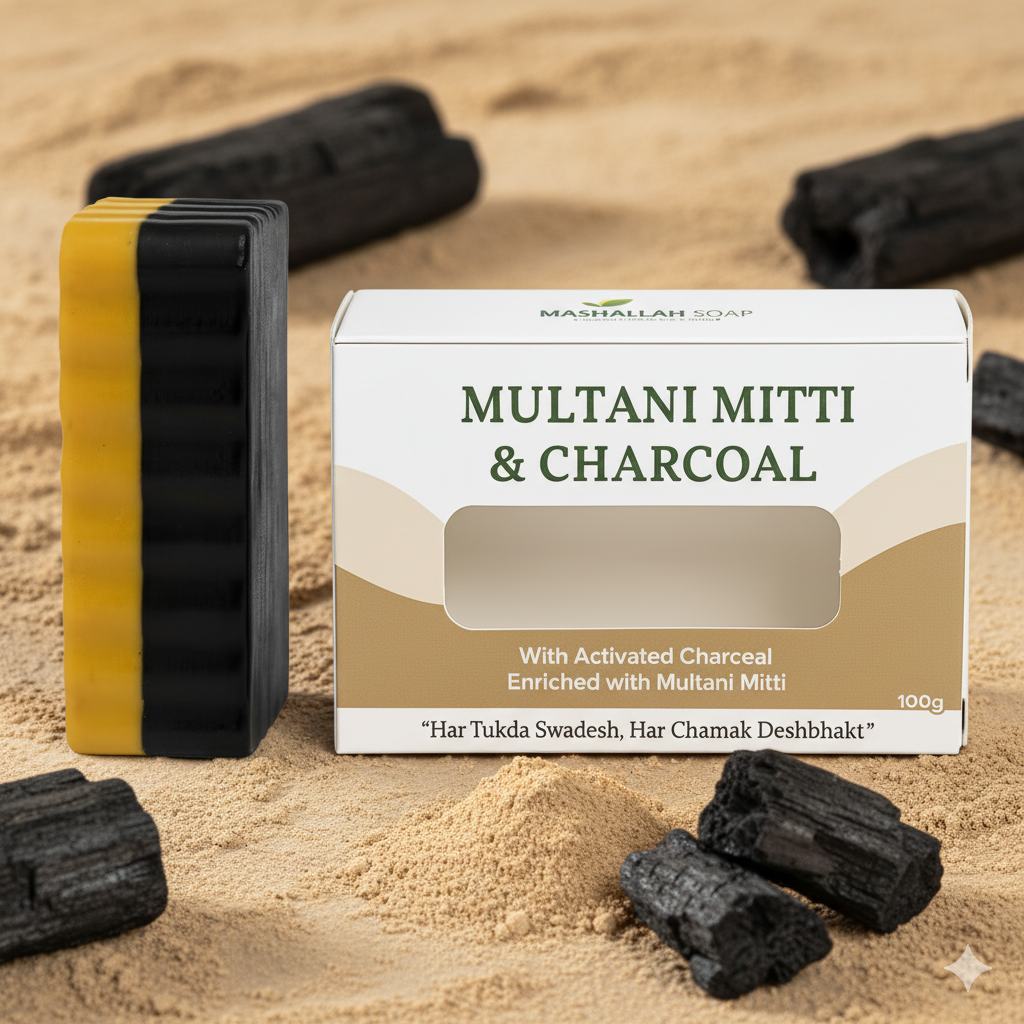 Nature-X Soaps Multani mitti & charcoal Soaps For Bath (100 Gms ) | Paraben Free | Multani mitti & charcoa l Bath Soap | Handmade Soaps For Glowing | Skin Brightening Soap For Men & Women