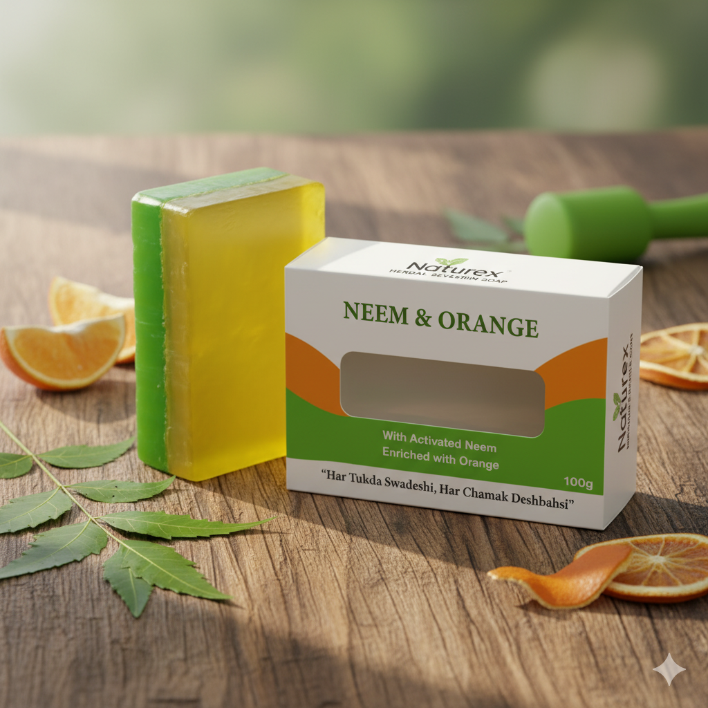 Nature-x Soaps Neem & Orange Magic Soaps For Bath (100 Gms) | Paraben Free | Neem & Orange Bath Soap | Handmade Soaps For Glowing | Skin Brightening Soap For Men & Women