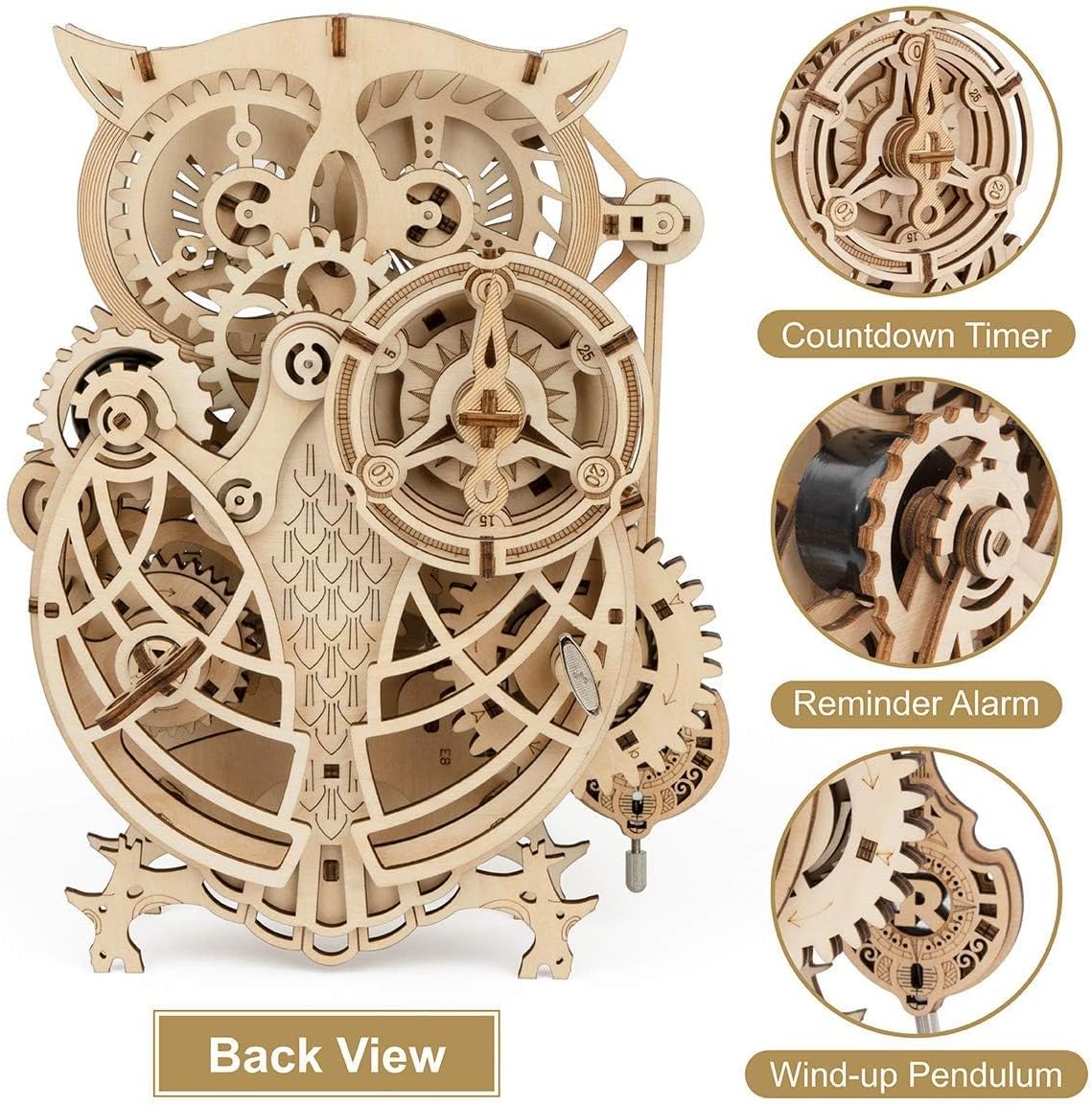 FINISHED PRODUCT - ROKR 3D Wooden Puzzle DIY Owl Clock with Timer